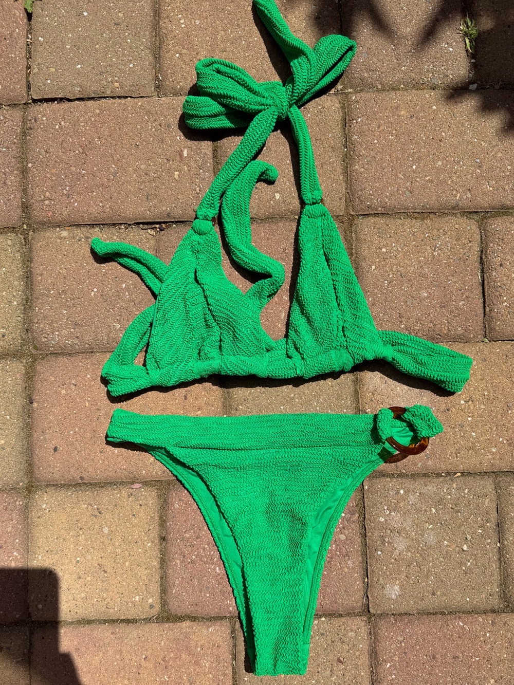 Monday Swimwear Palm Green Crinkle Set